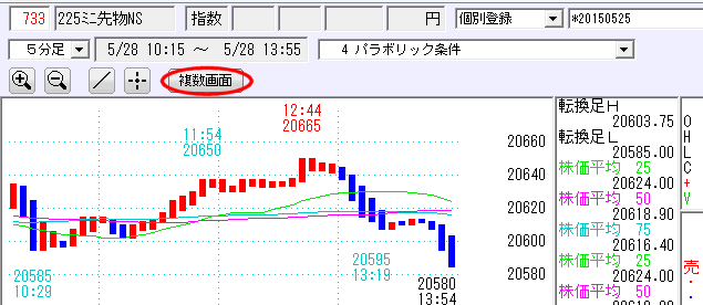 【複数画面】をクリック