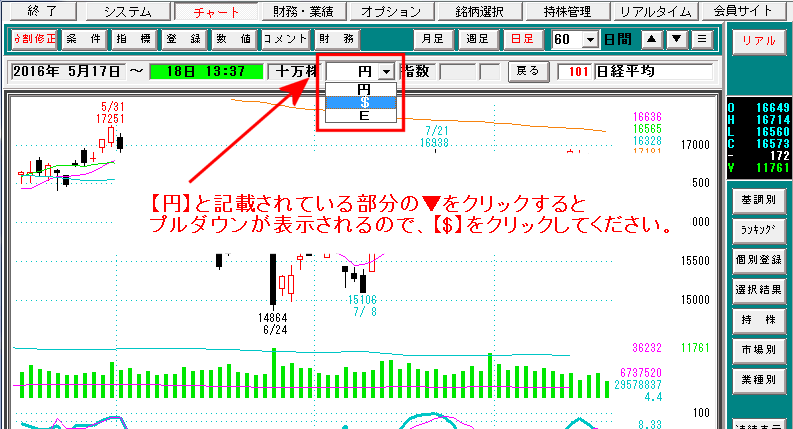 【$】をクリック