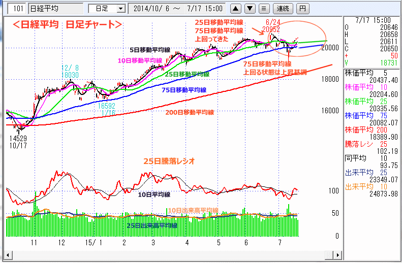 日経平均　日足チャート