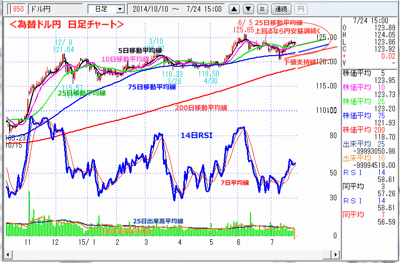 ドル円　日経平均　日足チャート