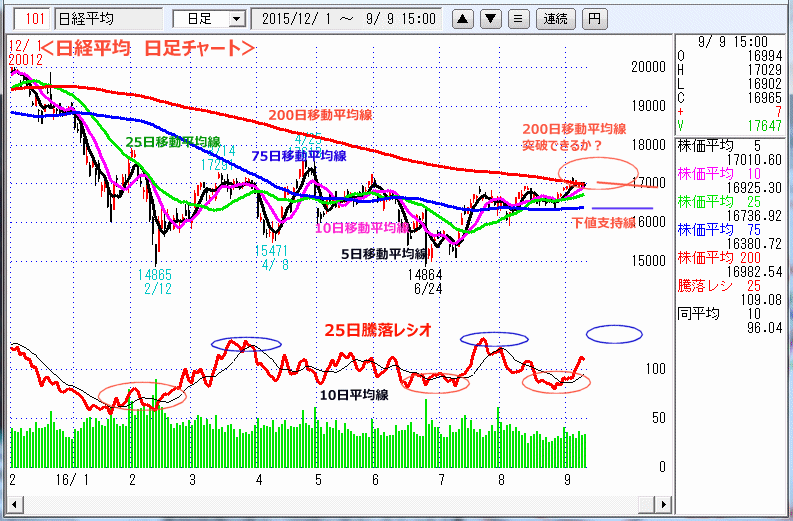 日経平均　日足チャート