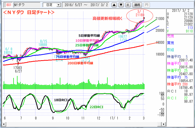 ＮＹダウ　日足チャート