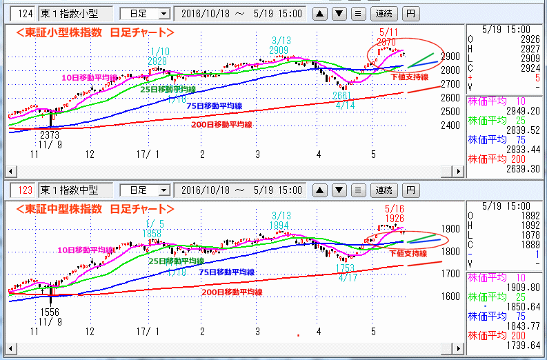 東証小型株指数＆東証中型株指数