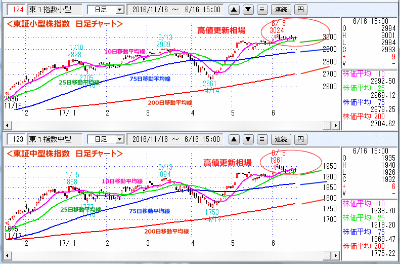 東証小型株指数＆東証中型株指数