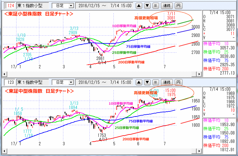 東証小型株指数＆東証中型株指数