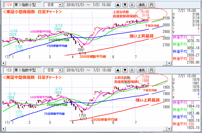 東証小型株指数＆東証中型株指数