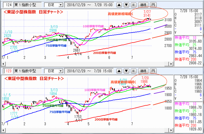 東証小型株指数＆東証中型株指数