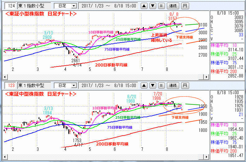 東証小型株指数＆東証中型株指数