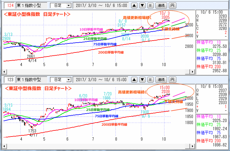 東証小型株指数＆東証中型株指数