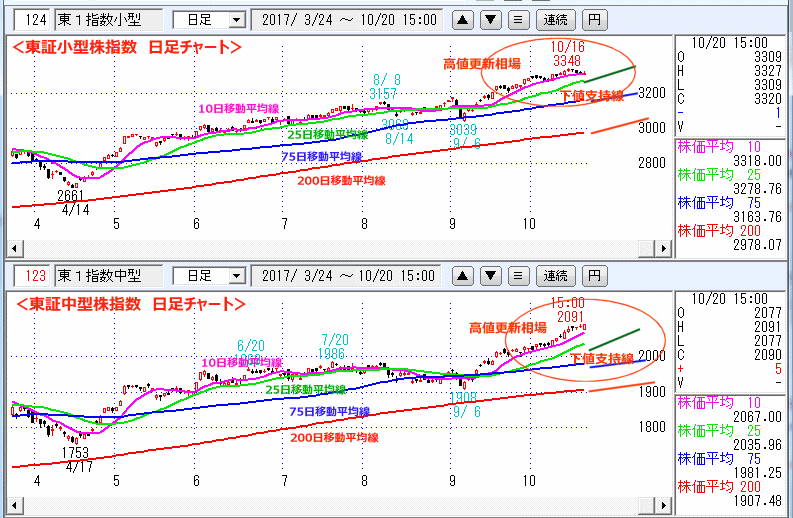 東証小型株指数＆東証中型株指数