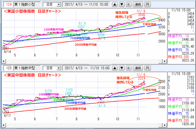 東証小型株指数＆東証中型株指数