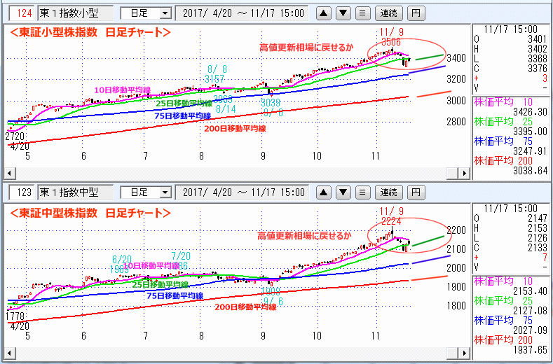 東証小型株指数＆東証中型株指数