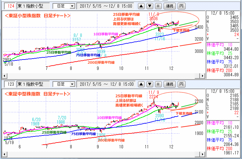 東証小型株指数＆東証中型株指数