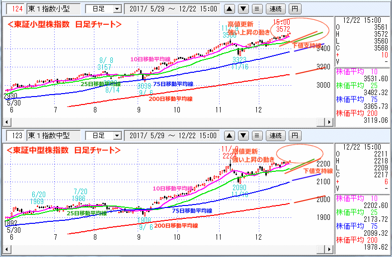 東証小型株指数＆東証中型株指数