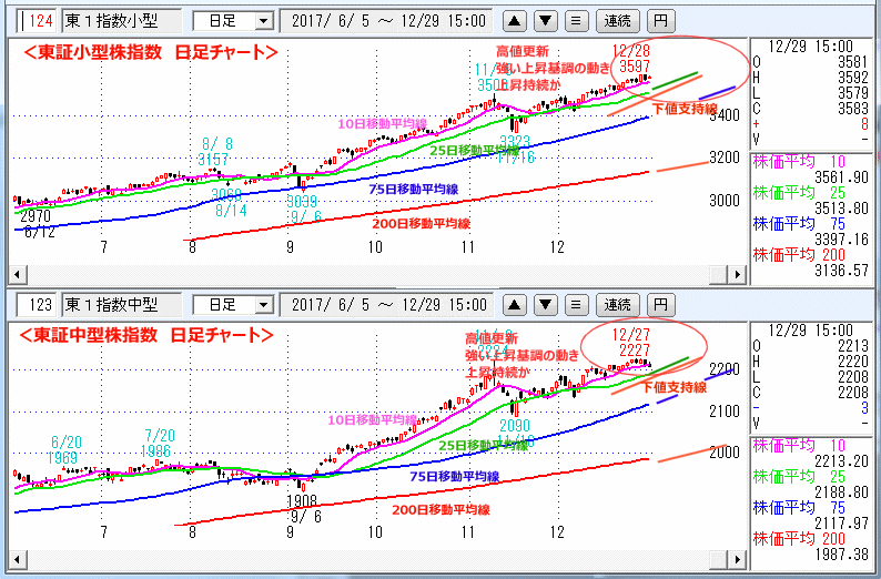 東証小型株指数＆東証中型株指数