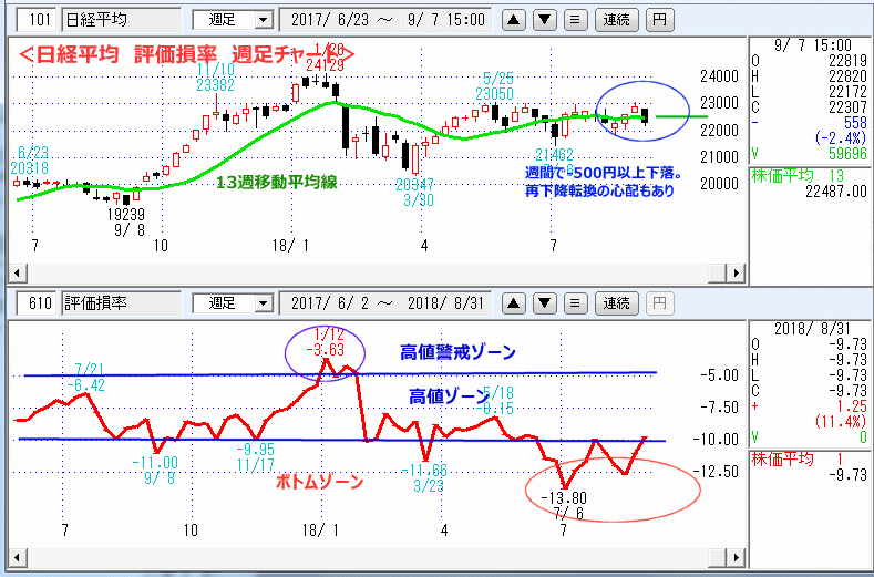 評価損率　週足チャート