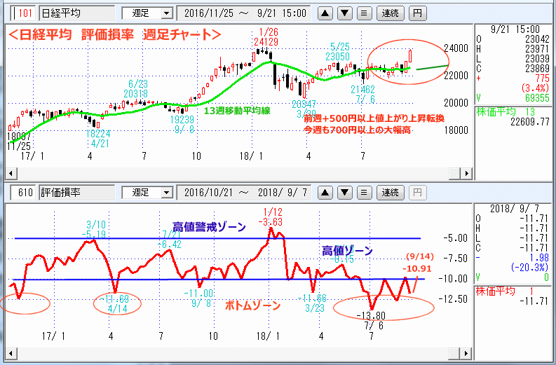 評価損率　週足チャート