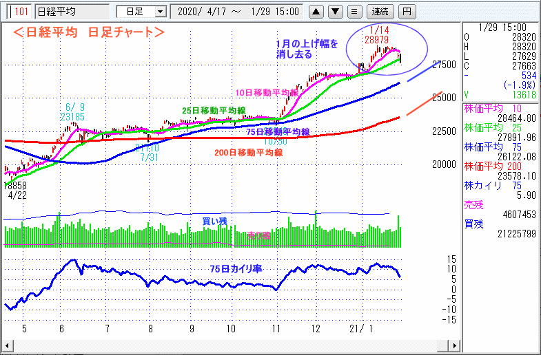 日経平均　日足チャート