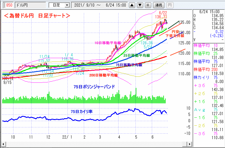 ドル円　日足チャート