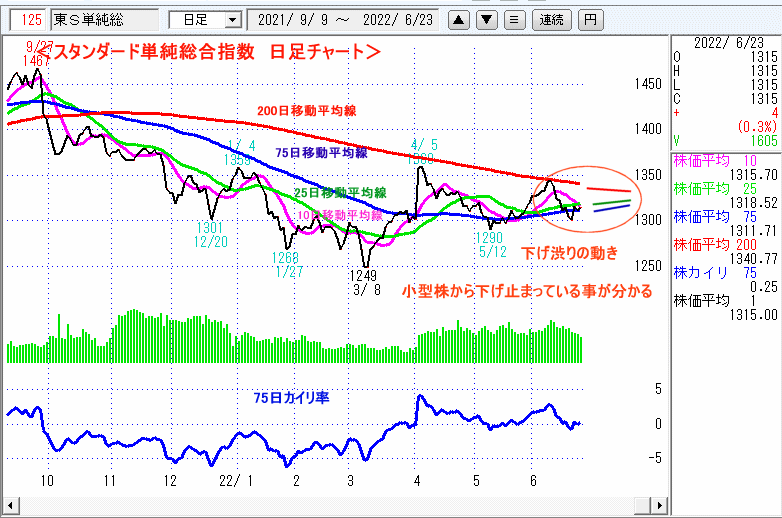 東証スタンダード単純総合指数　日足チャート