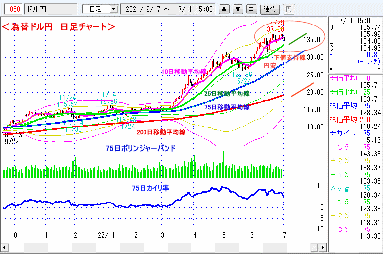 ドル円　日足チャート