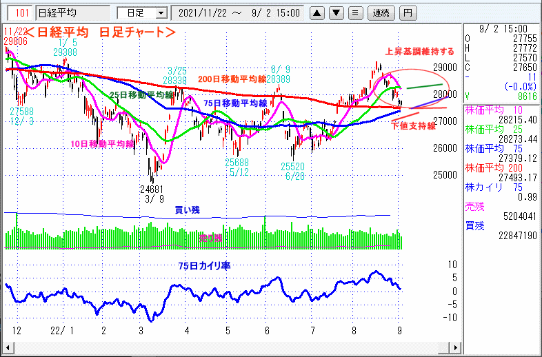 日経平均　日足チャート