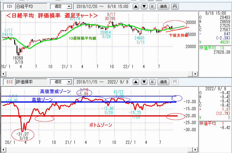 評価損率・週足チャート