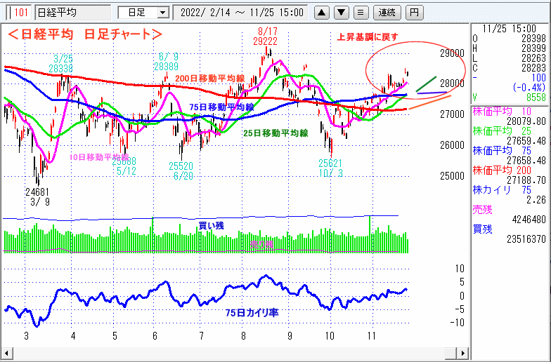 日経平均　日足チャート